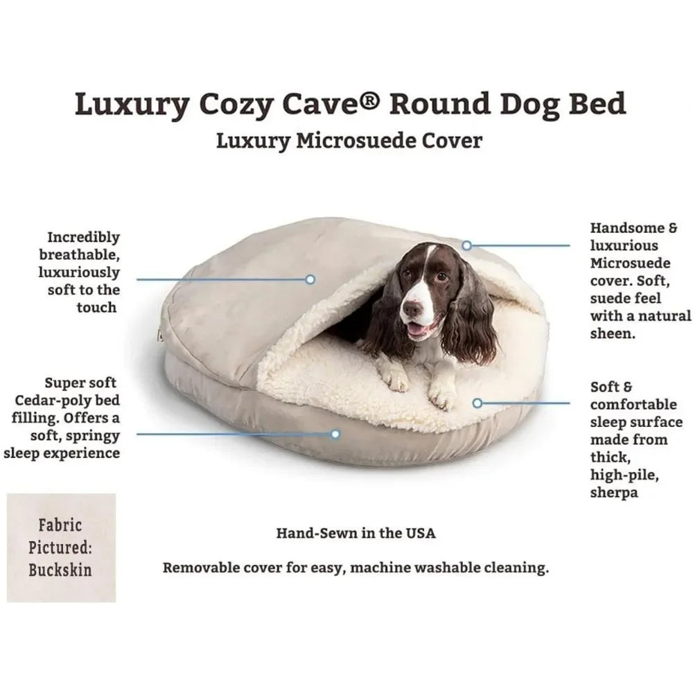 GUANGBAI Luxury Microsuede Cozy Cave Pet Bed Durable Cover