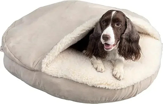 GUANGBAI Luxury Microsuede Cozy Cave Pet Bed Durable Cover
