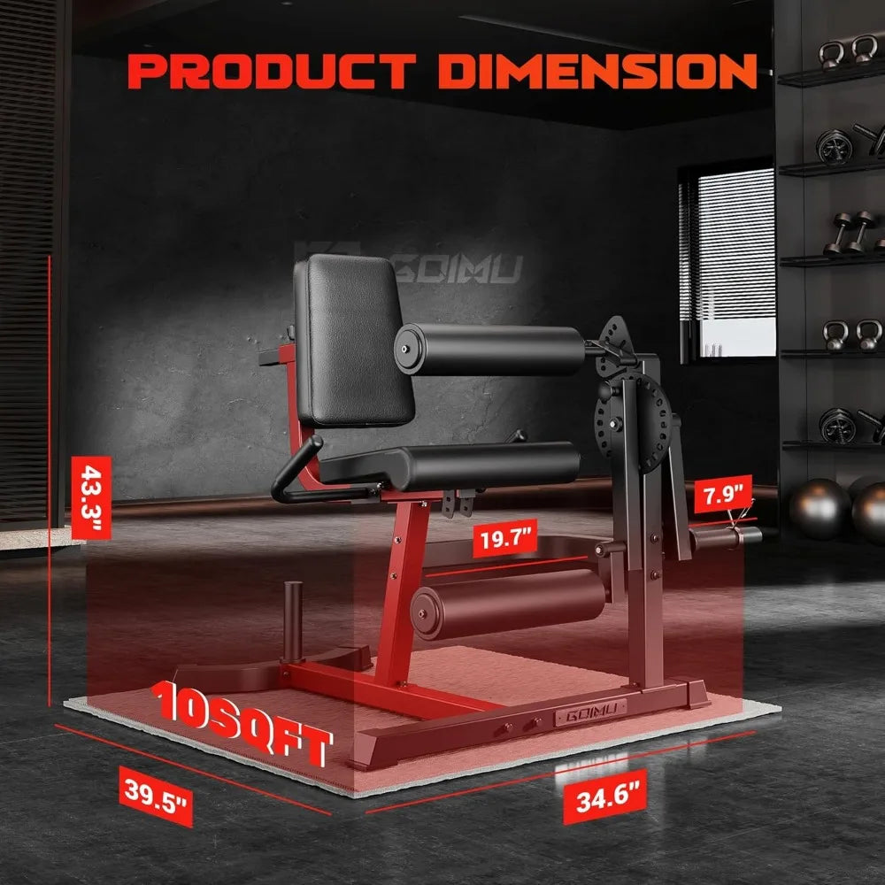 Leg Extension and Curl Machine 4 in 1 Lower Body Workout Machine Adjustable Leg Curl Machine with Plate Loaded Red