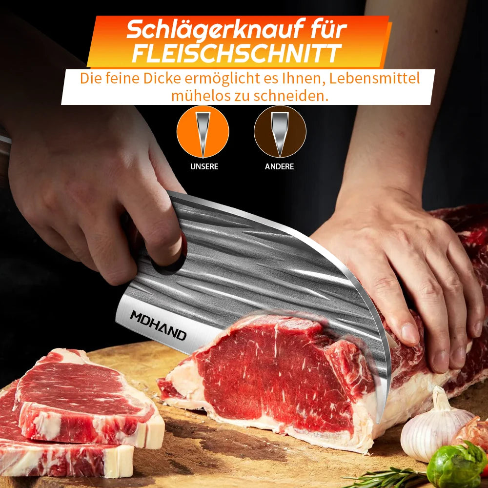 Meat Cleaver Knife Set 14 Pieces High Carbon Steel Professional Chef Kitchen Knives with Boning Knife Roll Bag and Accessories