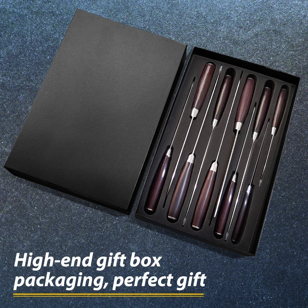 8 or 10 Pieces Gift Japanese Kitchen Knives Set Laser Damascus Pattern High Carbon Stainless Steel Chef Knife and Fruit Slicing Knife