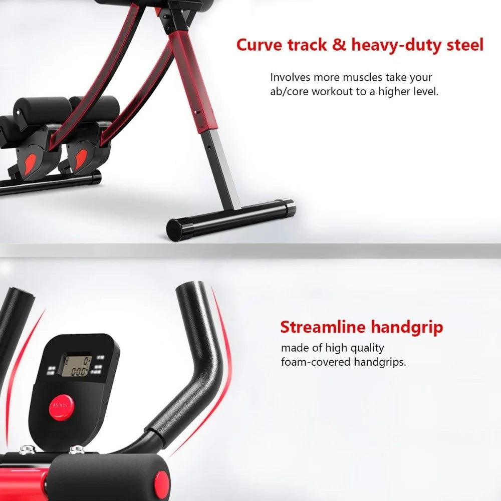Ab Machine for Home Gym Adjustable and Foldable Ab Trainer with Resistance Bands Red Fitness Equipment