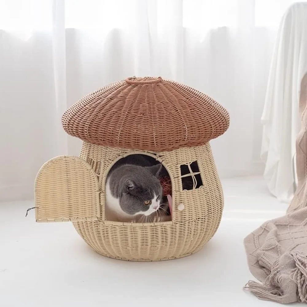 Hignconcerned Chemical Mushroom Cat Nest Bed DualUse House