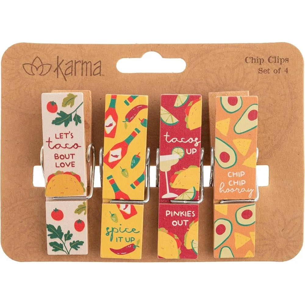 XMSJ Multi Purpose Chip Bag Clips Set Of Four Wooden Clips