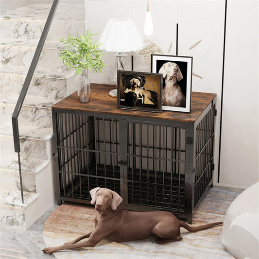 BORWARTH Wood Dog Crate End Table Kennel Removable Tray