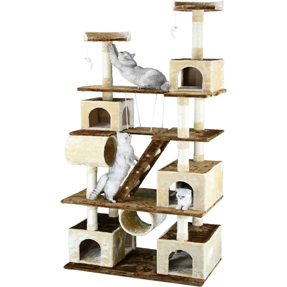 Go Pet Club Huge 87 Inch Tall Cat Tree House Climber Furniture with Swing