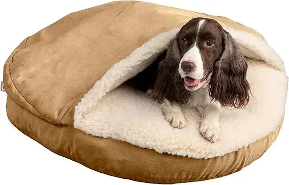 GUANGBAI Luxury Microsuede Cozy Cave Pet Bed Durable Cover
