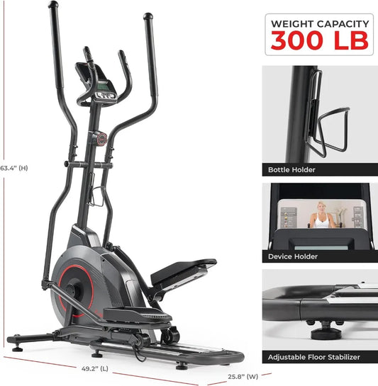 2 In 1 Smart Upright Elliptical Full Body Exerciser With Pulse Sensors Home Cross Training Cardio Workout Machine