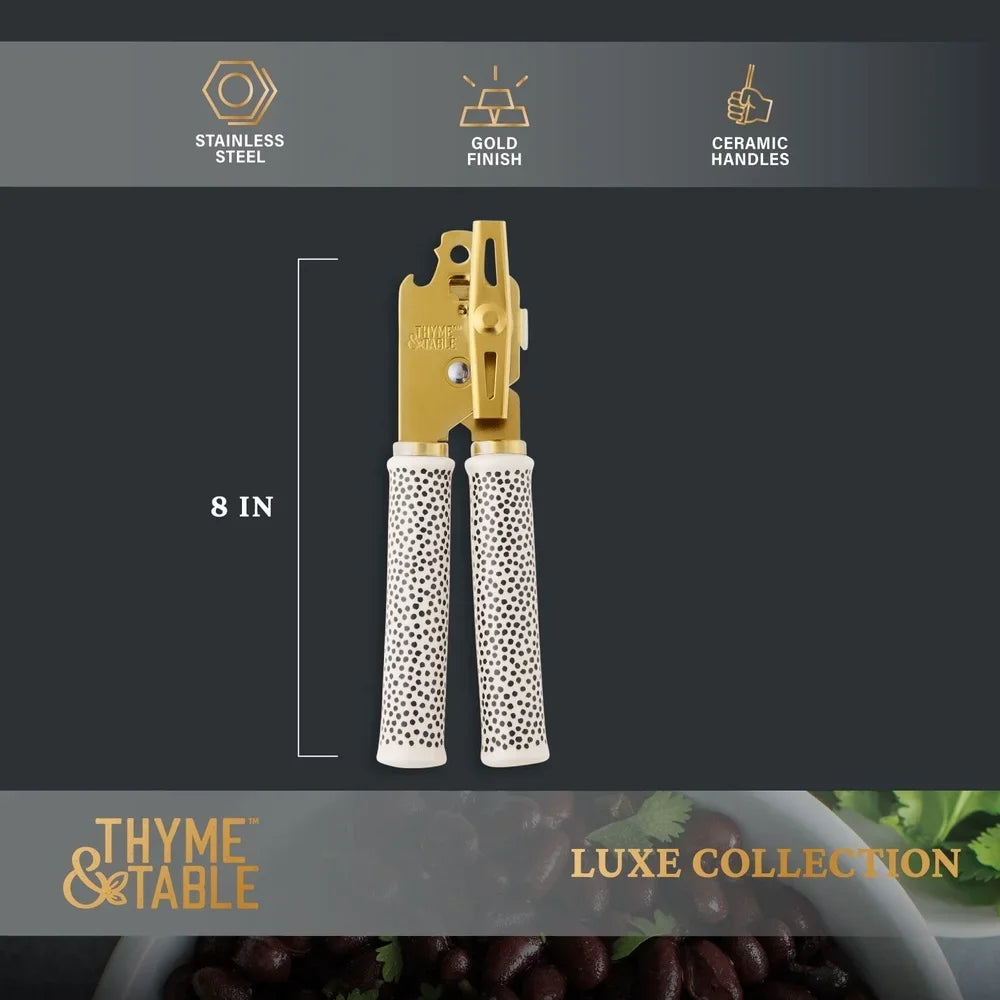 Feature IndustrialQuality Stainless Ceramic Dot Handle Can Opener With NonSlipGrip