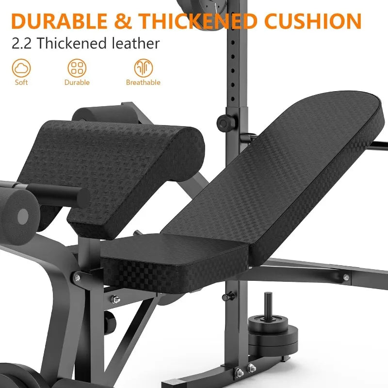 600lbs 6 in 1 Adjustable Weight Bench Set with Leg Extension and Leg Curl Multi Function Bench Press Set for Full Body Workout