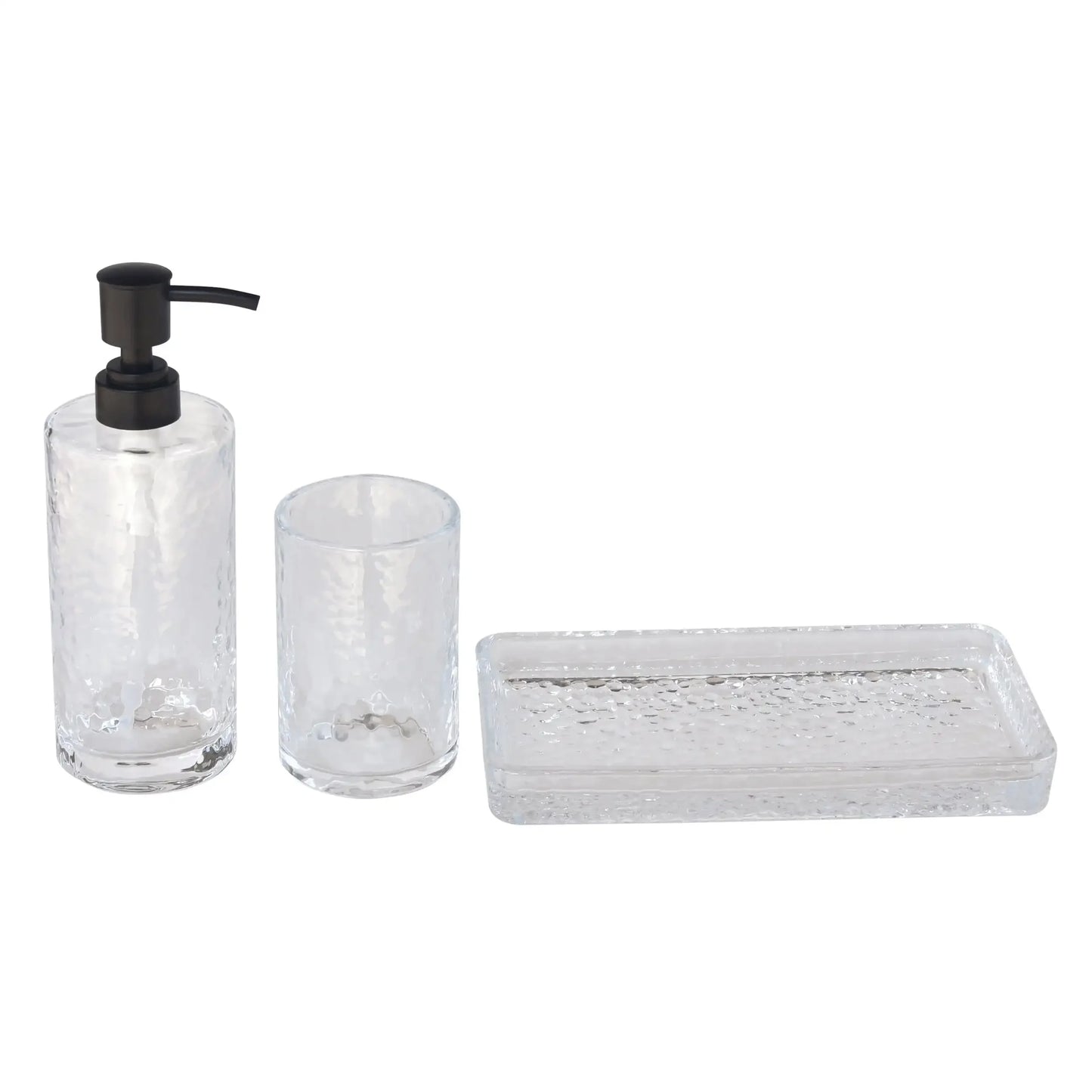 Hign-concerned Hammered Glass Soap Pump 3 Pack Dispenser