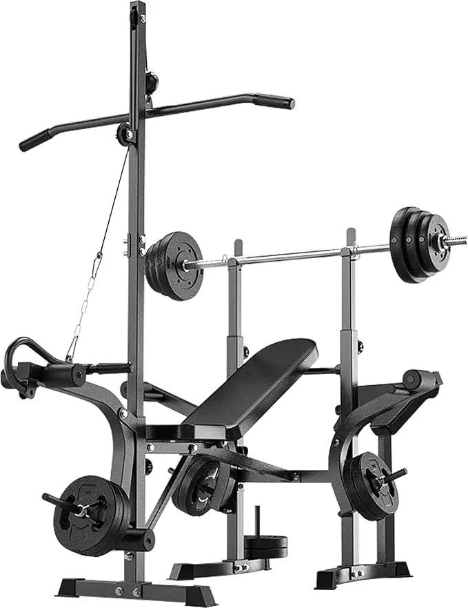 600lbs 6 in 1 Adjustable Weight Bench Set with Leg Extension and Leg Curl Multi Function Bench Press Set for Full Body Workout