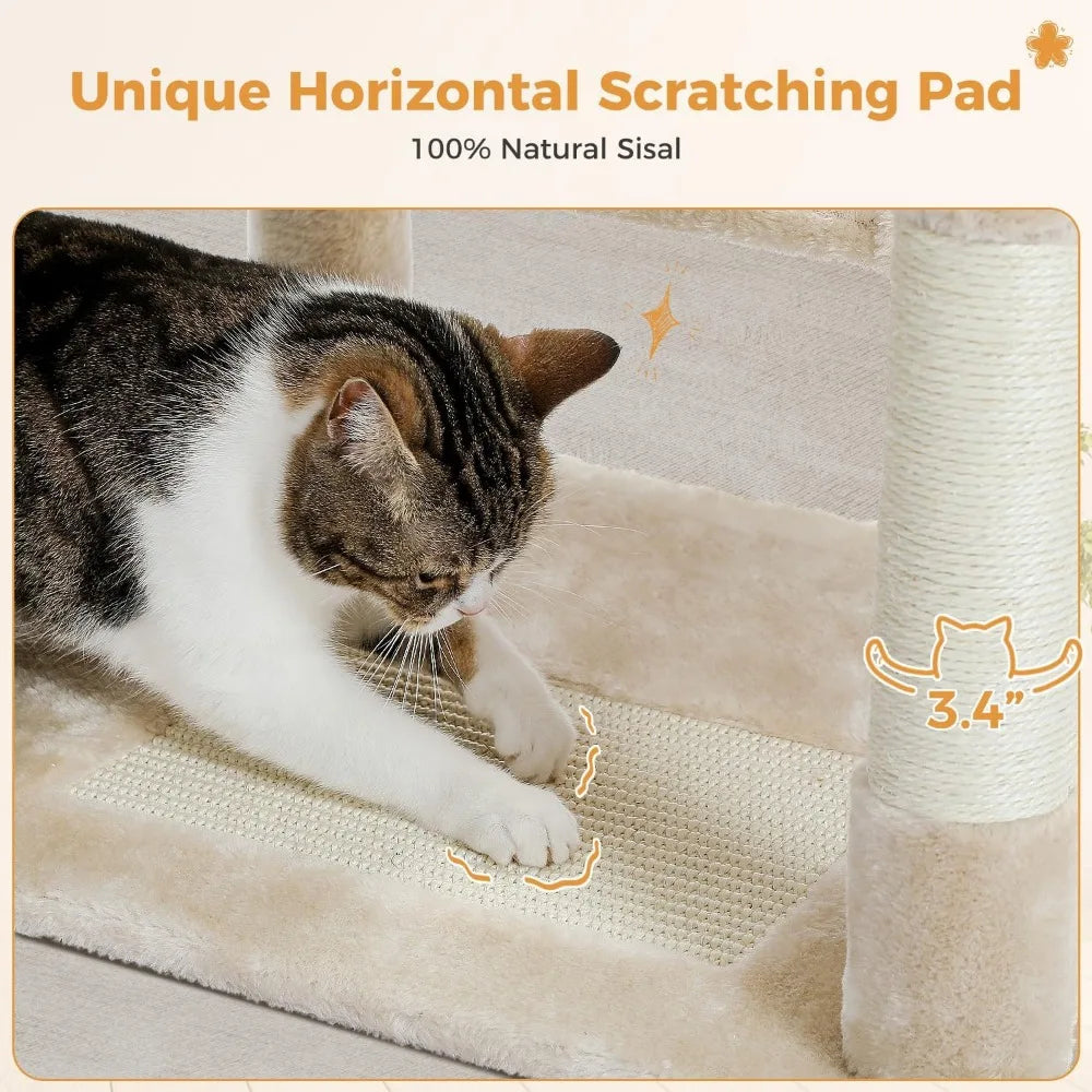 Pawz Road Large Cat Tree 72 Inches Cat Tower for Large Cats Cat Condo with Sisal Covered Scratching Posts and Padded Perches