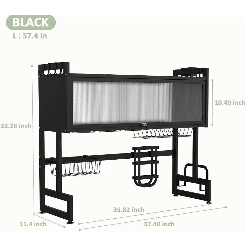 Bukfen Over Sink Dish Drying Rack 2 Tier Stainless Steel