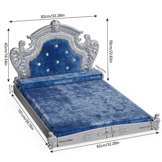 Bingopaw Luxury Pet Bed With Headboard Dutch Velvet Dog Cat Bed For Medium And Large Dogs European Style Noble Pet Bed