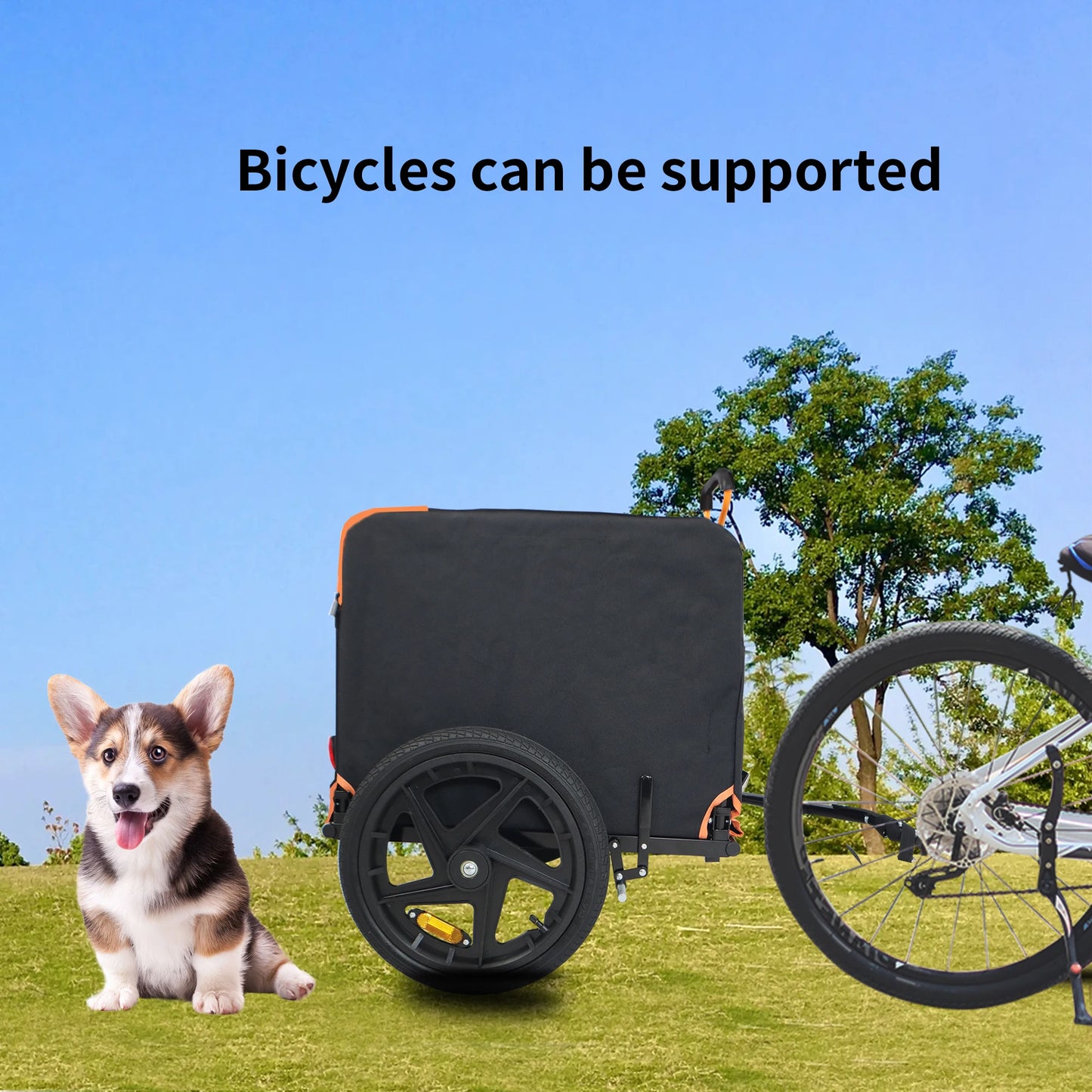 Foldable Pet Jogging Stroller Dog Carrier Bicycle Trailer for Small Pets Orange and Black