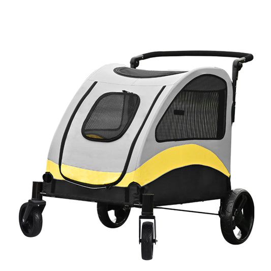 Portable Dog Stroller 4 Wheels Foldable Pet Cat Travel Carriage Breathable Carrier for Outside Play