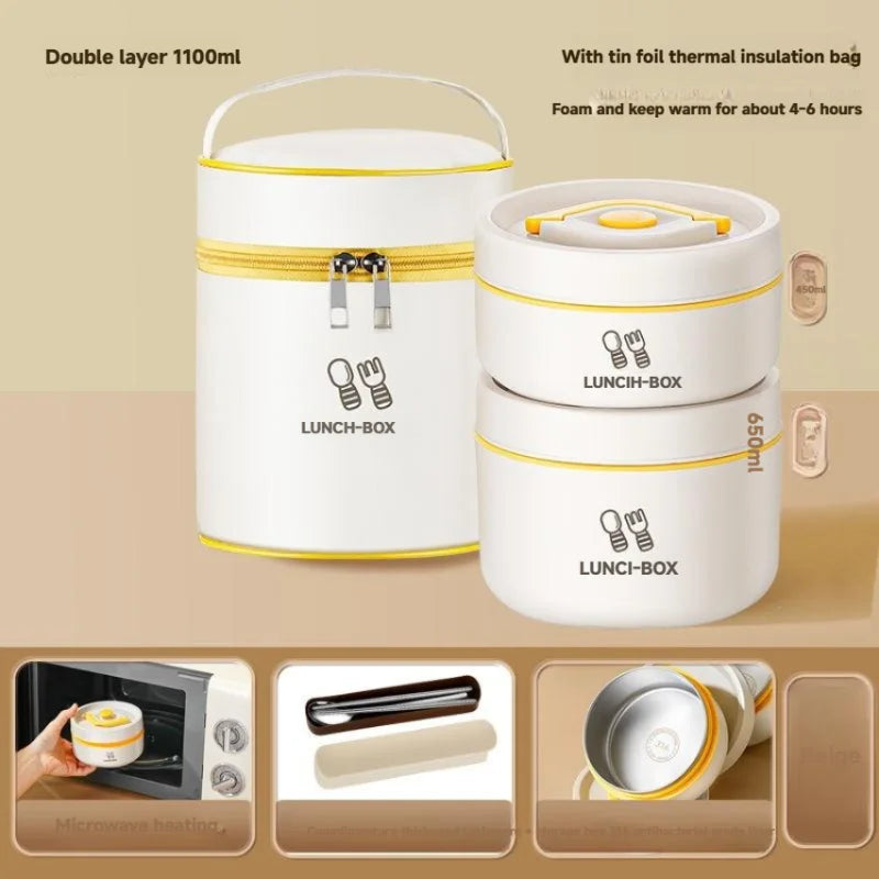 316 Insulated Lunch Box Leak Proof Office Worker Lunch Box Male and Female Student Lunch Box with Rice and Soup Bowl