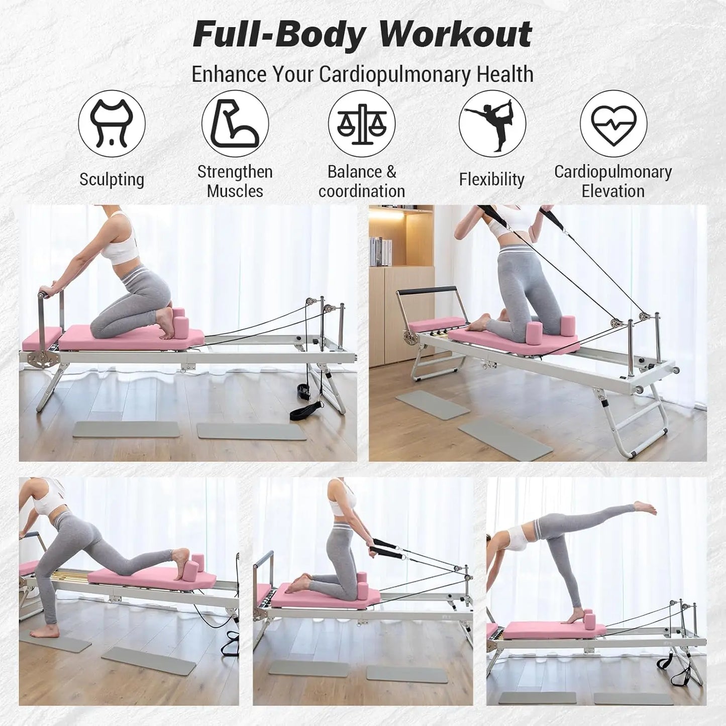 Hign-concerned Pilates Reformer Machine Foldable Home Gym