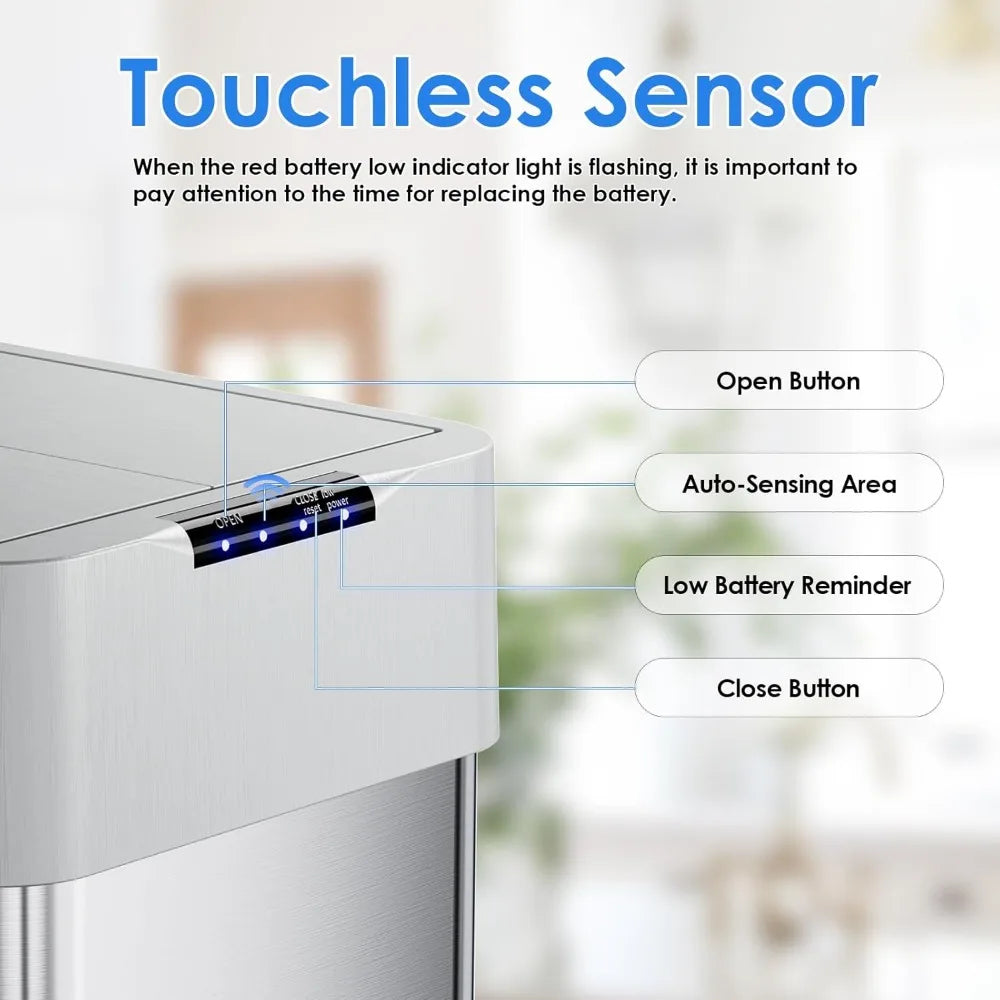Automatic Trash Can 18.5 Gallon Touchless Motion Sensor Garbage Bin with Soft Close Lid and Bag Retainer Ring