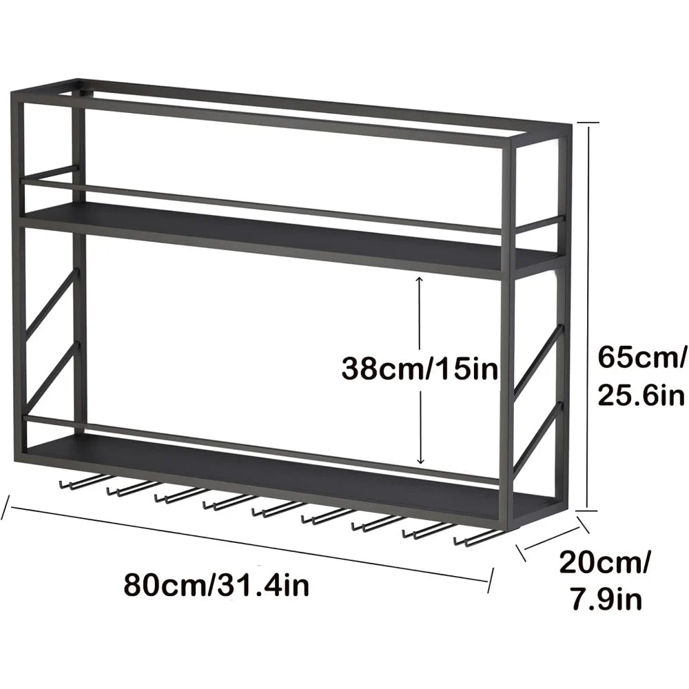 DAFIFY Two Level Metal Wall Wine Rack For Bar Storage