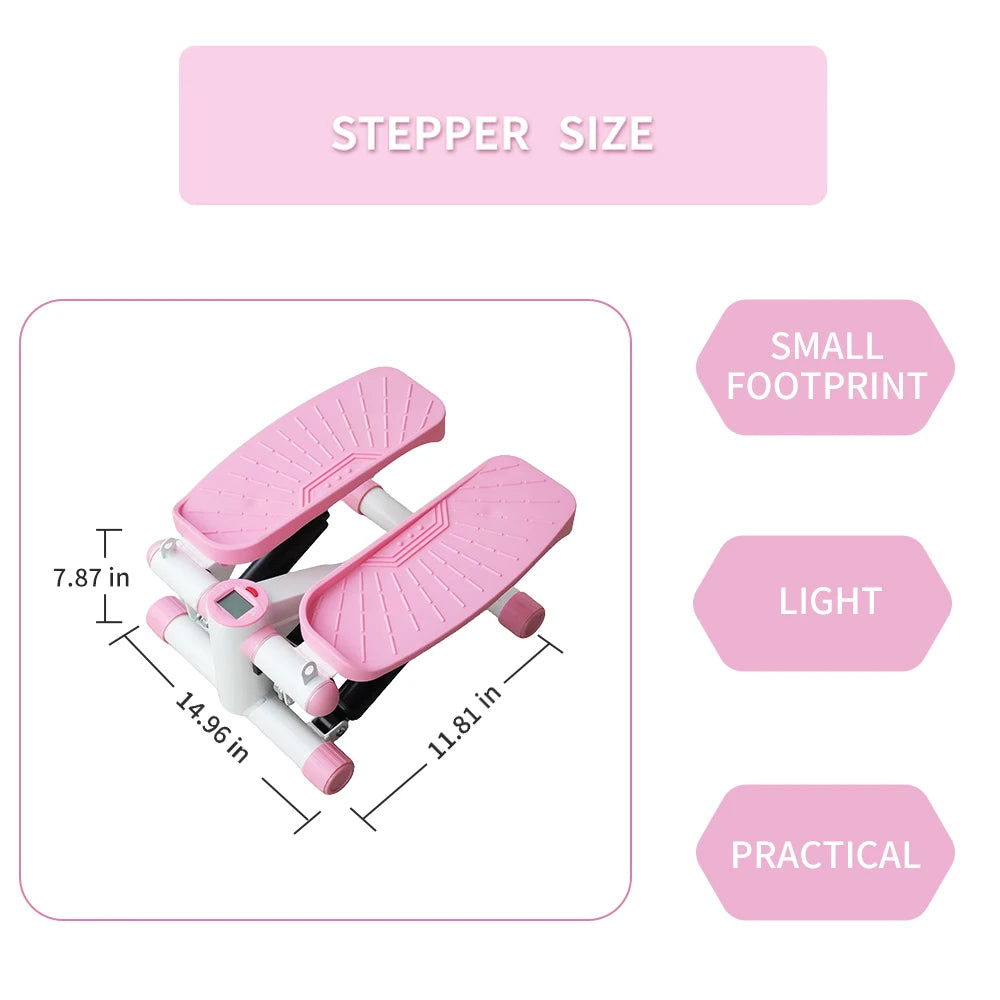 Mini Stepper with Resistance Bands Stair Stepper 330LBS Load Capacity Hydraulic Fitness Stepper with LCD Monitor