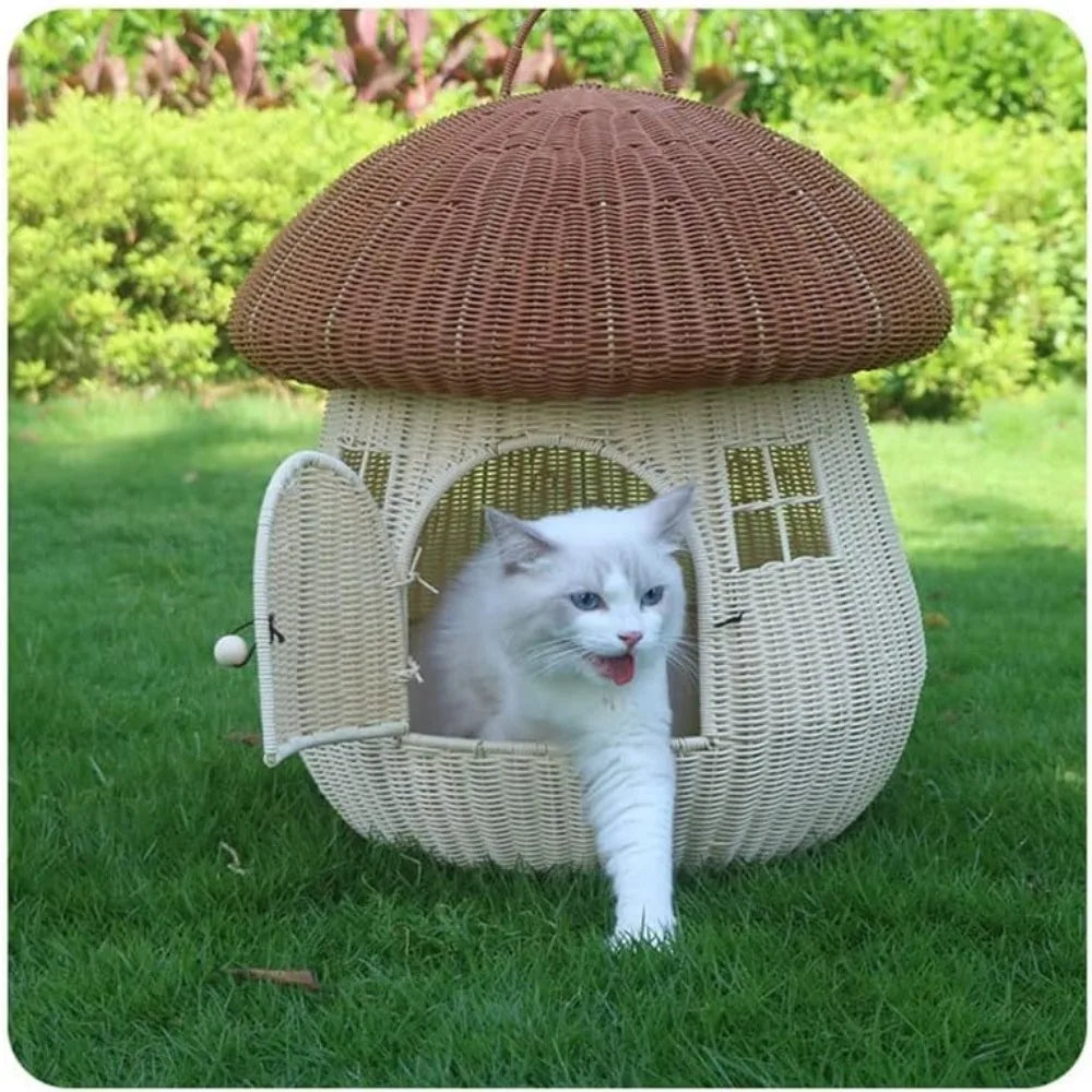 Hignconcerned Chemical Mushroom Cat Nest Bed DualUse House