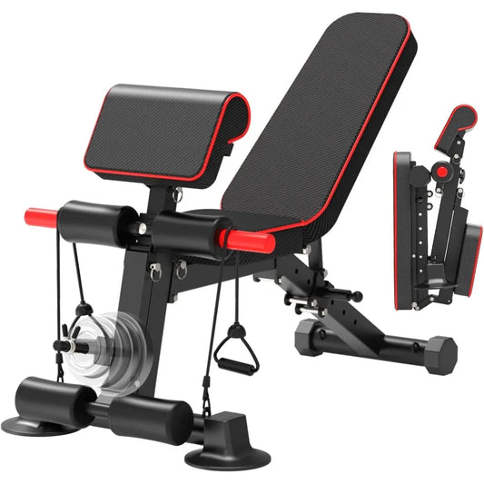 Adjustable Weight Bench Foldable Utility Workout Bench for Home Gym Incline Decline Full Body Workout 600LB Capacity