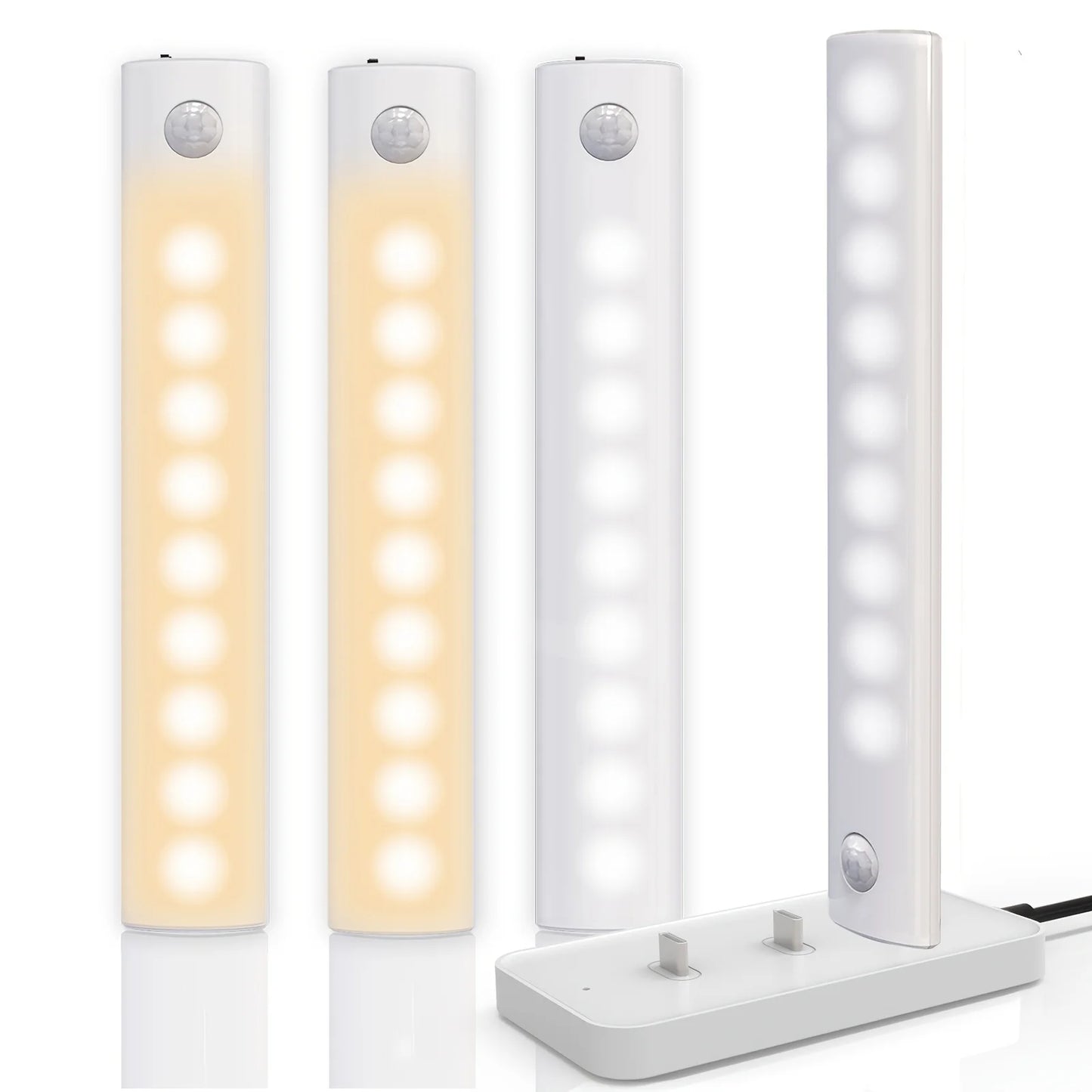 Under Cabinet Motion Sensor Rechargeable LED Lights 1/3/5/6 Packs for Closet Kitchen Bathroom