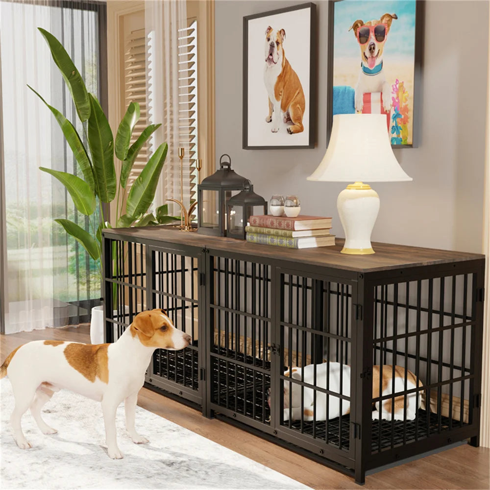 BORWARTH Wood Dog Crate End Table Kennel Removable Tray