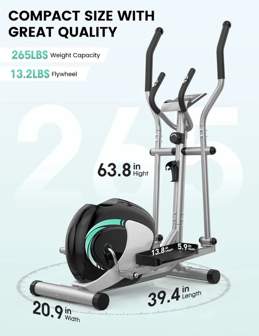 Magnetic Hyper Quiet Compact Elliptical Machine for Home with 8 Levels Adjustable Resistance