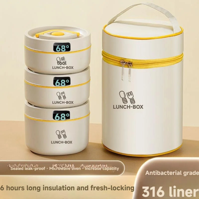 316 Insulated Lunch Box Leak Proof Office Worker Lunch Box Male and Female Student Lunch Box with Rice and Soup Bowl