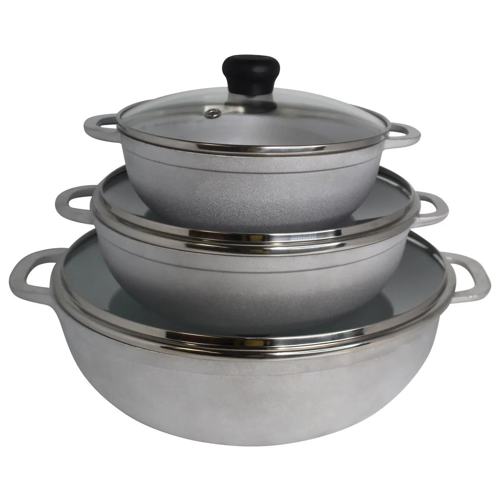 XMSJ Caldero Set Cast Aluminum With Lids 3pc Oven Safe