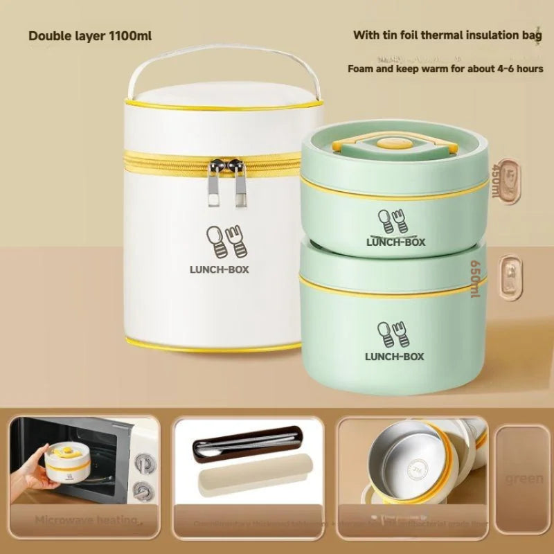 316 Insulated Lunch Box Leak Proof Office Worker Lunch Box Male and Female Student Lunch Box with Rice and Soup Bowl