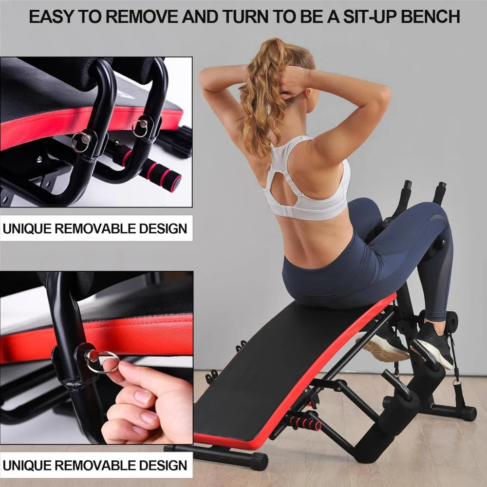 Abs Workout Machine for Core Training Adjustable Sit Ups Collapsible Resistance Band with LCD Display