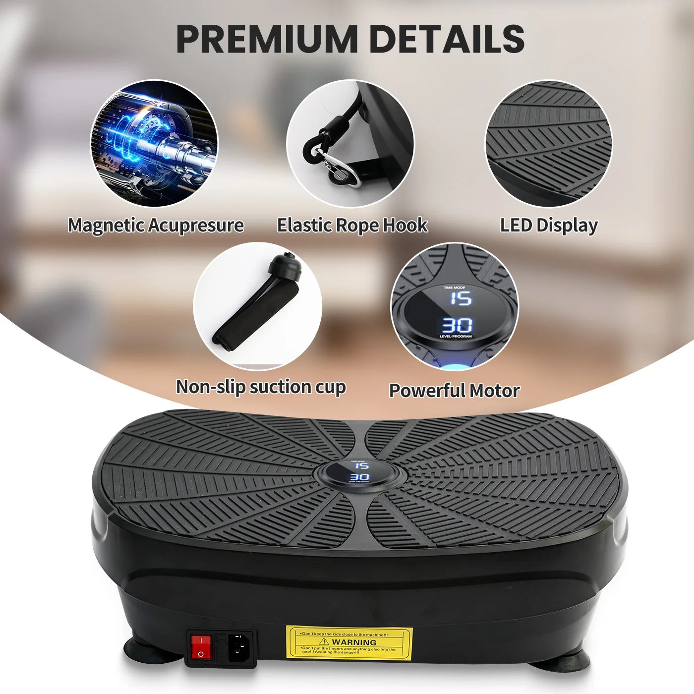 Vibration Plate Exercise Machine Whole Body Workout Power Vibration Shake Platform Fitness Slimming Resistance Bands