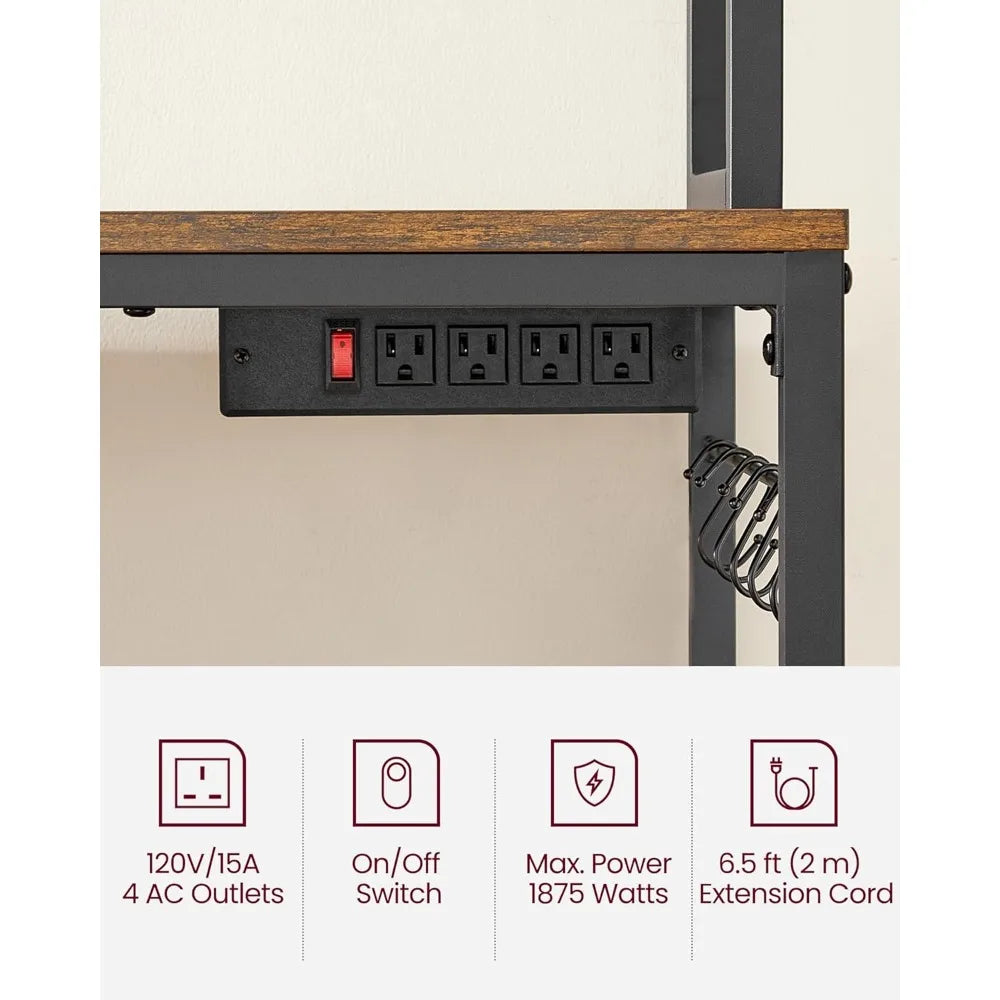 Hutch Bakers Rack With Power Outlet And 14 Hooks Kitchen