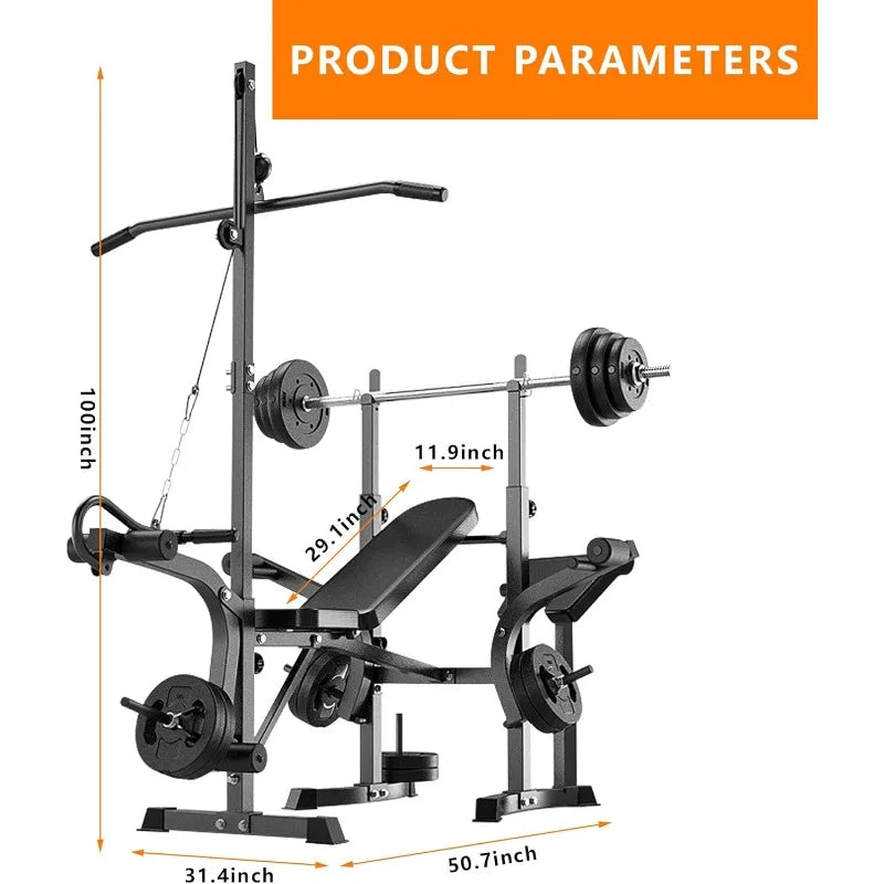 600lbs 6 in 1 Adjustable Weight Bench Set with Leg Extension and Leg Curl Multi Function Bench Press Set for Full Body Workout