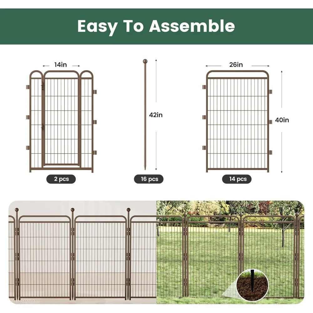 Dog Playpens 40 Inch Height 16 Panels Dog Pen Outdoor Indoor Dog Fence Exercise Pen for Small Medium Large Dogs Foldable Pet Play Yard