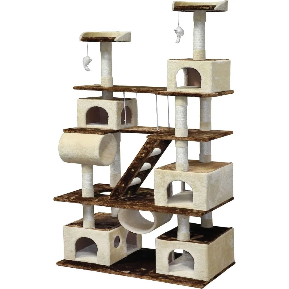 Go Pet Club Huge 87 Inch Tall Cat Tree House Climber Furniture with Swing