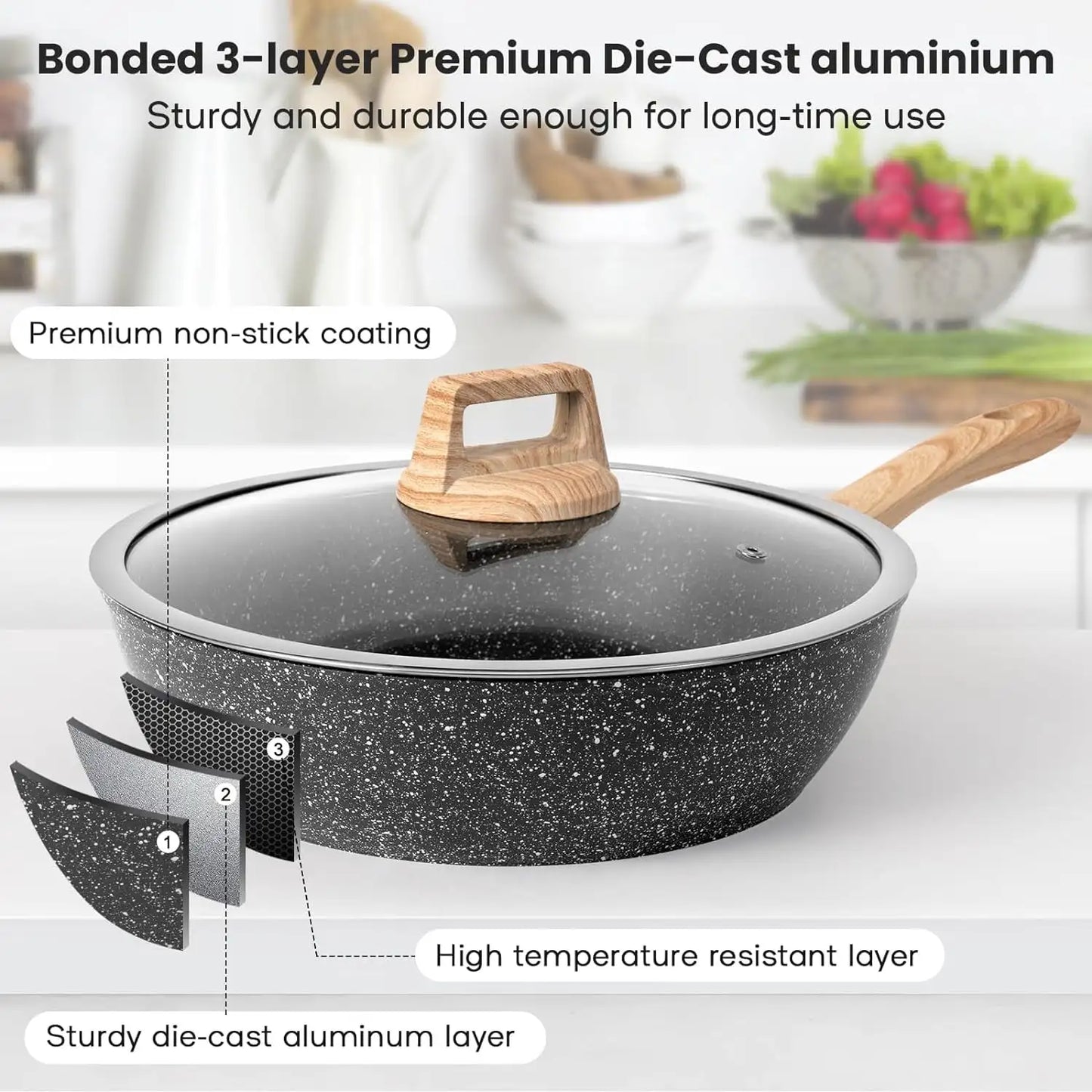 XMSJH Granite Cookware 11 Piece Nonstick Pots And Pans Set