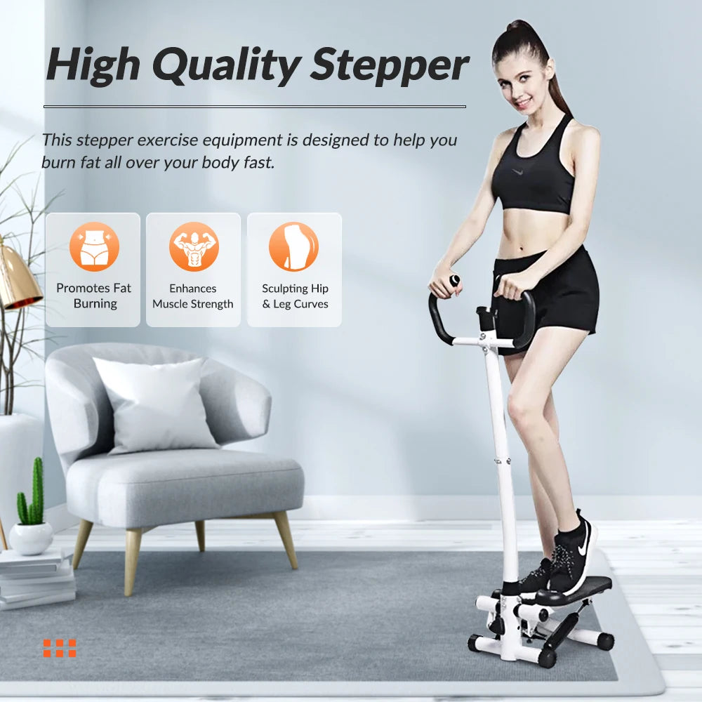 Exercise Stepper Machine For Home Fitness With LCD Display Handle And Resistance Bands Climber Leg Workout
