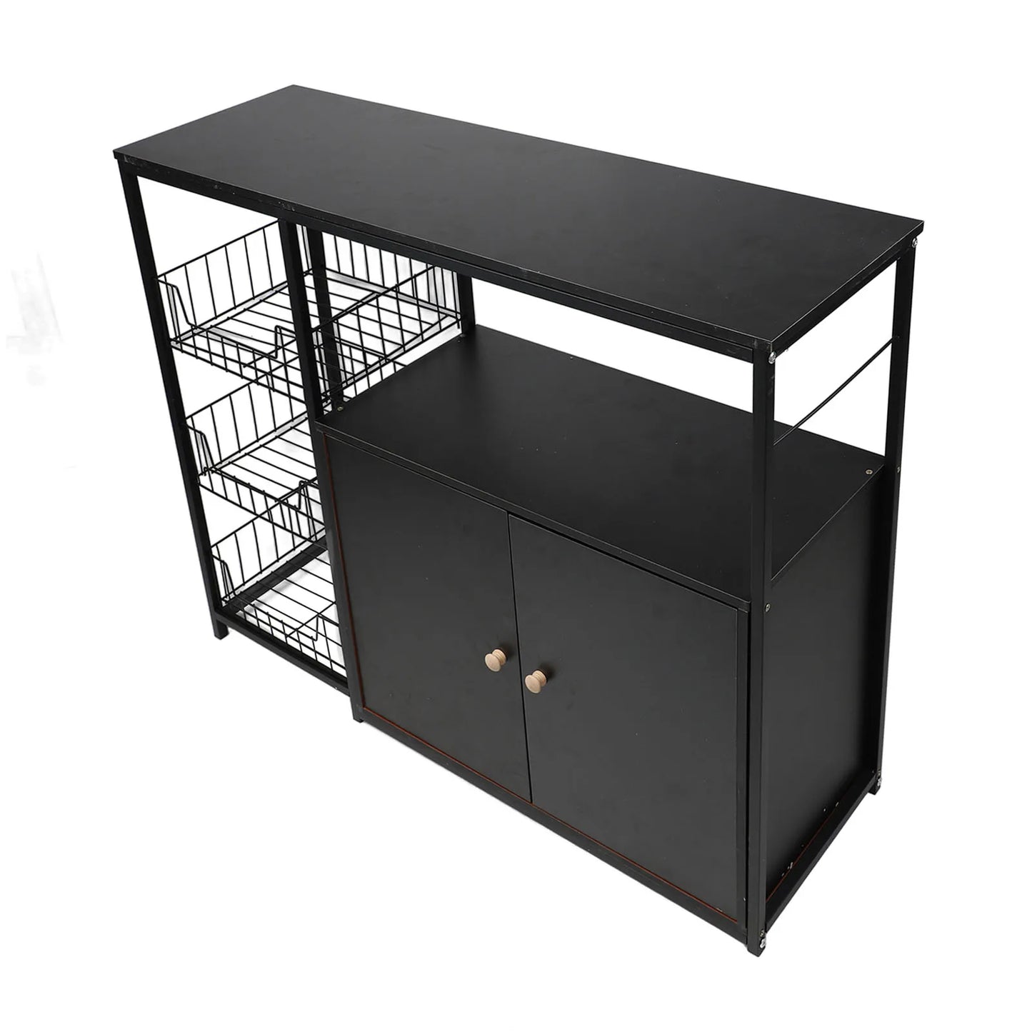 Kitchen Storage Cabinet Multifunctional Floor Standing Sideboard Cabinet Microwave Shelf Organizer Rack Pot Storage