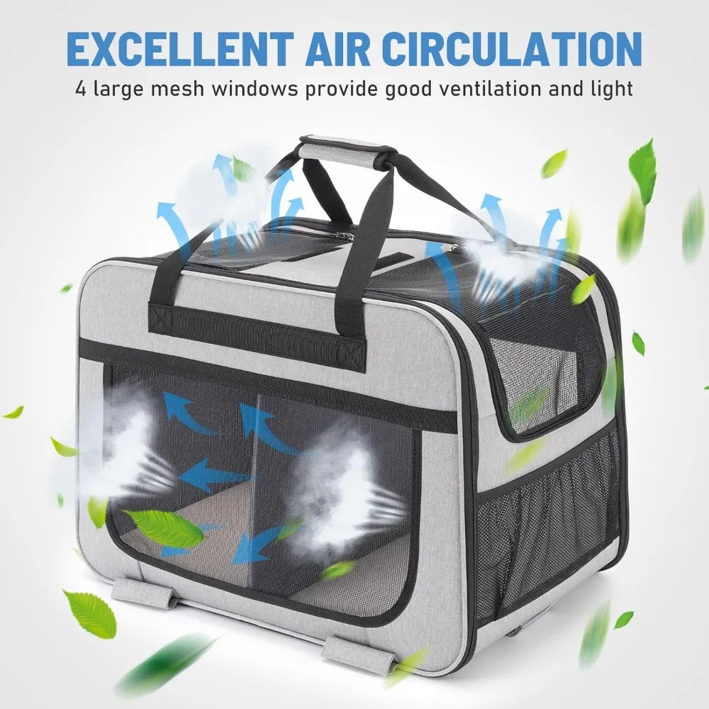 TIFICY Double Pet Carrier With Wheels For Small Dogs Cats