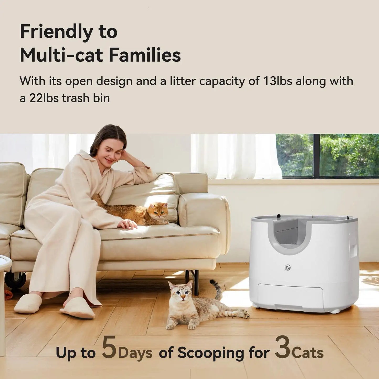 Furoomate Cat Litter Box Self Cleaning High Capacity Tray