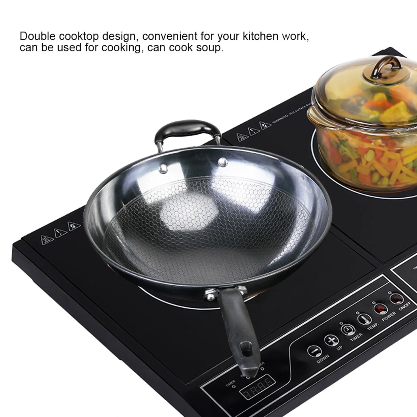 2000 Watt Home Kitchen Electric Double Induction Cooktop Touchpad Cooker
