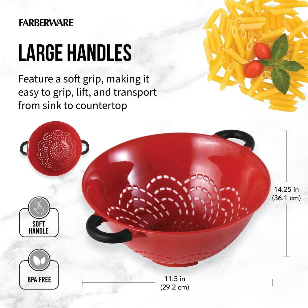Hignconcerned Durable Plastic Colander With Grip Handles