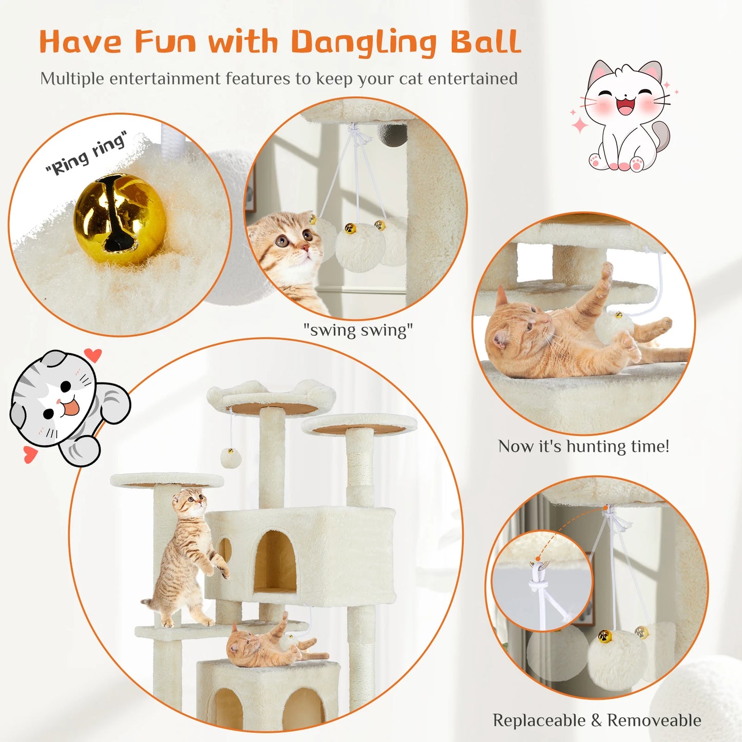 JHK Four Level Cat Tree Tower With Sisal Scratching Post