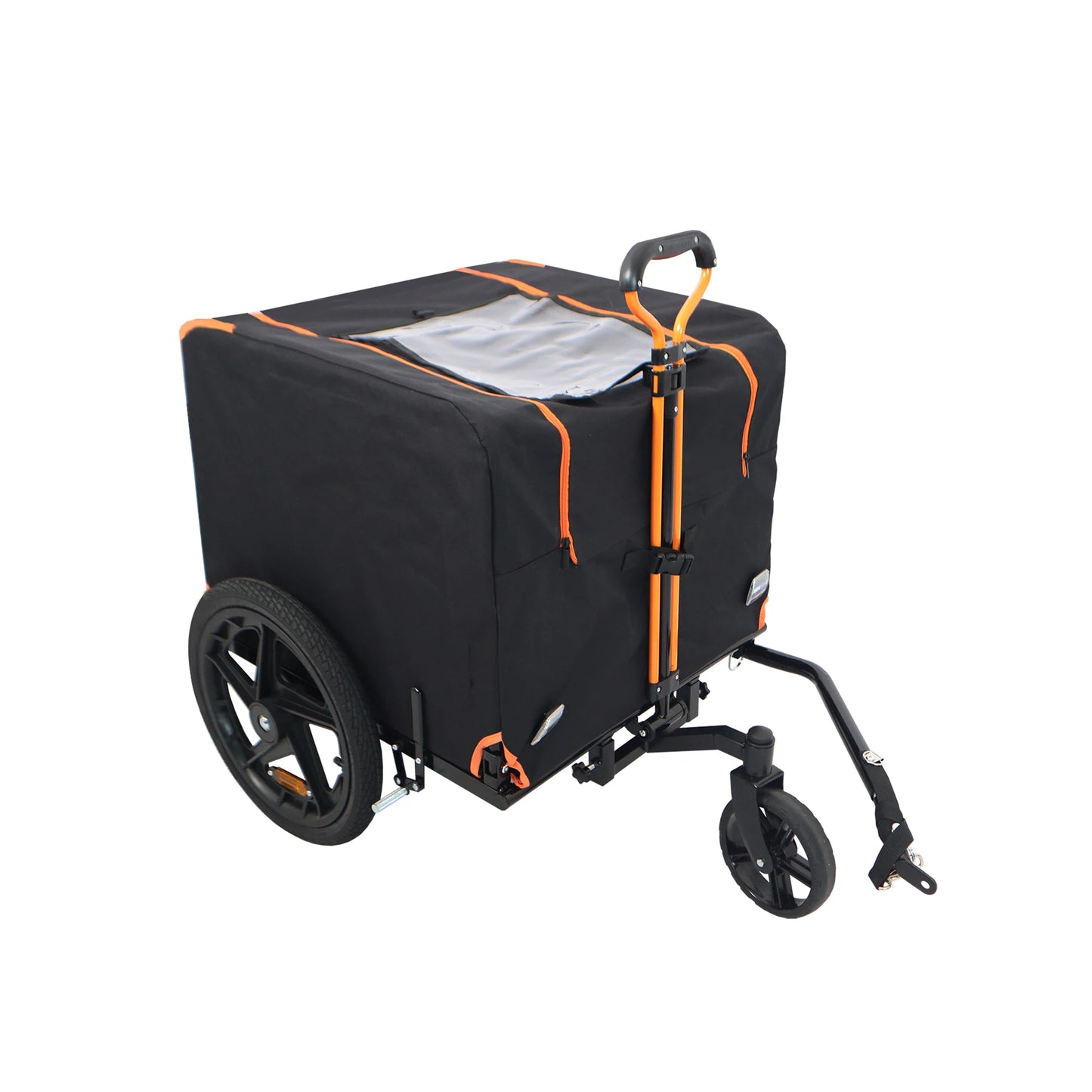 Foldable Pet Jogging Stroller Dog Carrier Bicycle Trailer for Small Pets Orange and Black