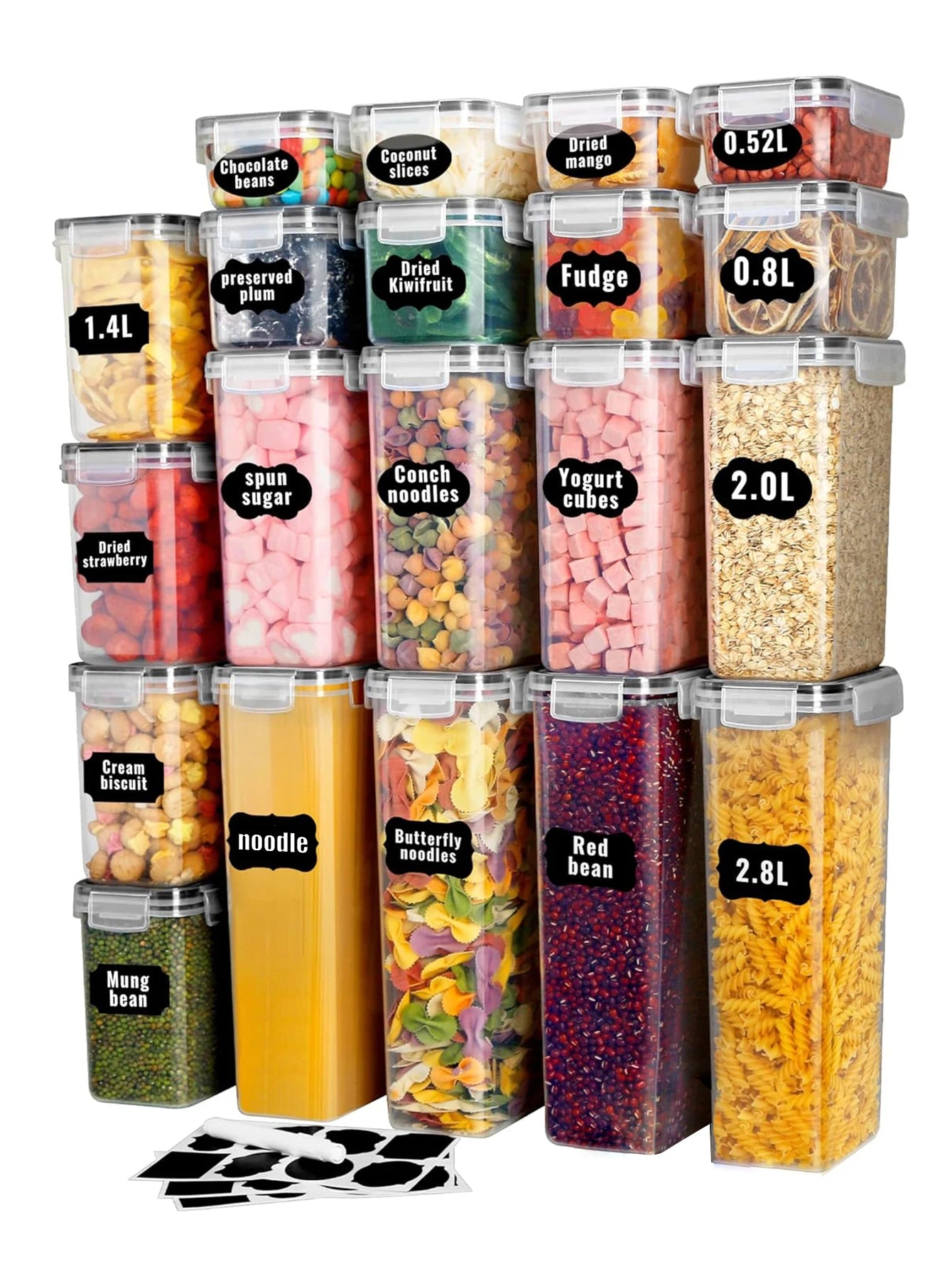 24pcs Airtight Food Storage Containers with Lids Plastic Cookie Jars for Kitchen Pantry Organization and Storage